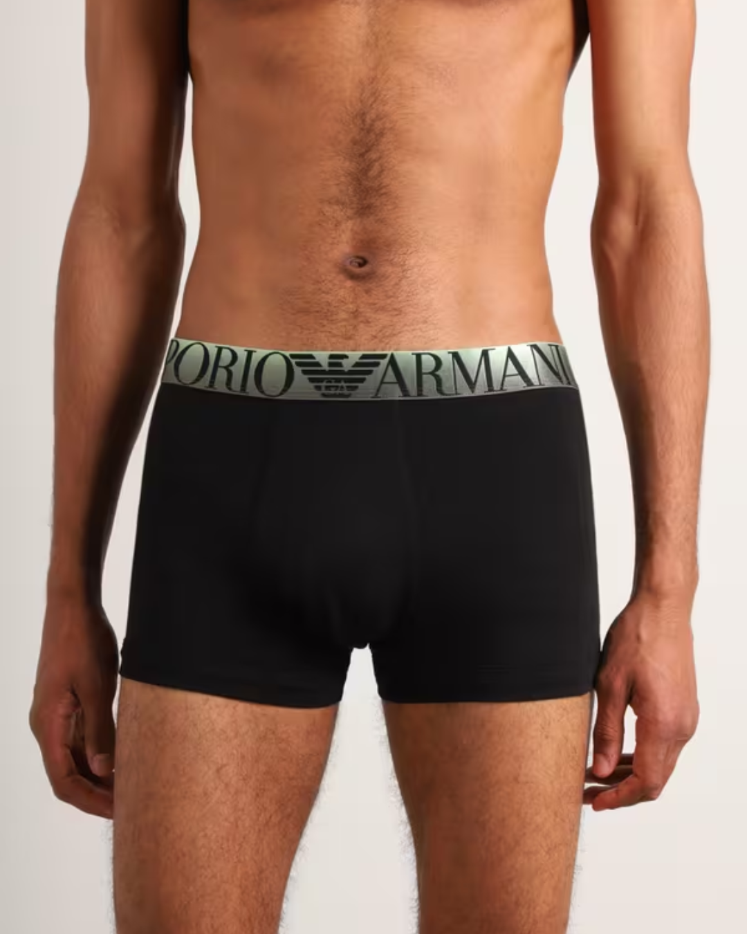Emporio Armani Труси 3х чорні/білі зелена резинка EU EM000259 фото