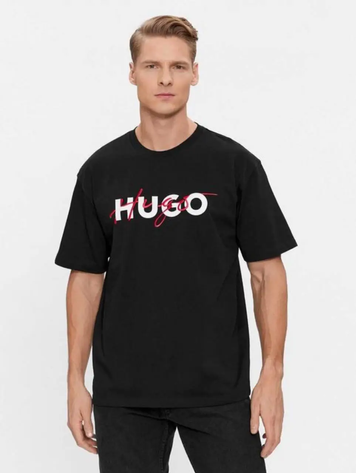 Футболка чоловіча Hugo з написом чорна 50494565 фото